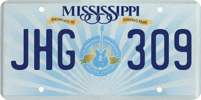 MS license plate JHG309
