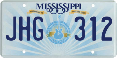 MS license plate JHG312