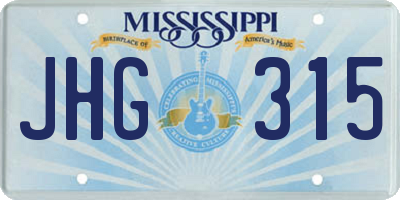 MS license plate JHG315