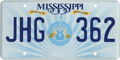 MS license plate JHG362