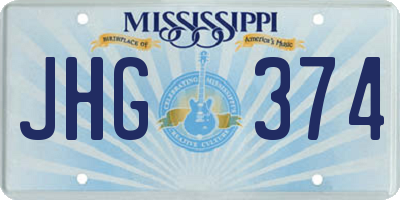 MS license plate JHG374