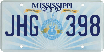 MS license plate JHG398