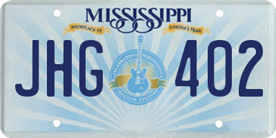 MS license plate JHG402