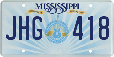 MS license plate JHG418
