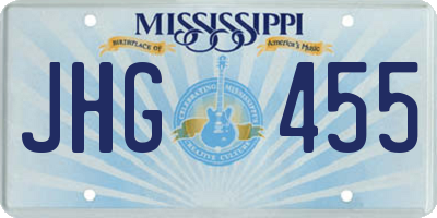 MS license plate JHG455