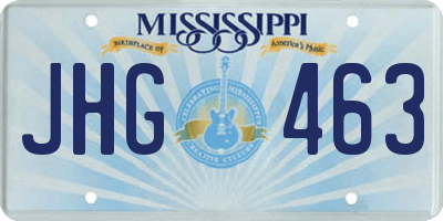 MS license plate JHG463