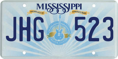 MS license plate JHG523