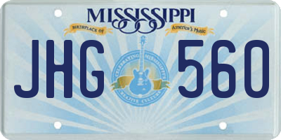 MS license plate JHG560