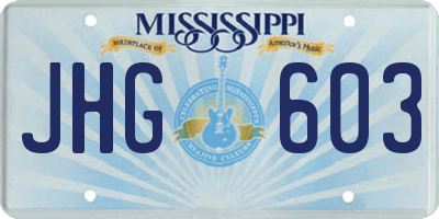 MS license plate JHG603