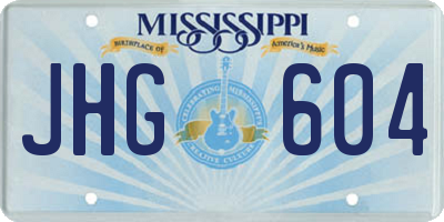MS license plate JHG604
