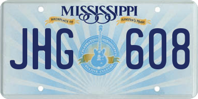 MS license plate JHG608