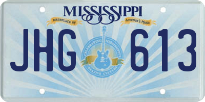 MS license plate JHG613