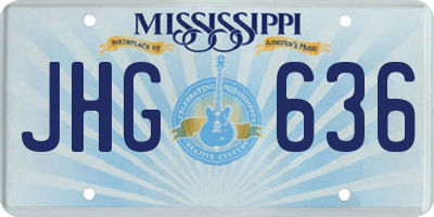 MS license plate JHG636