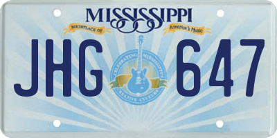 MS license plate JHG647