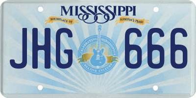 MS license plate JHG666