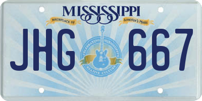 MS license plate JHG667