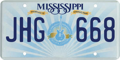 MS license plate JHG668