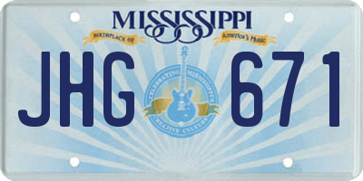 MS license plate JHG671