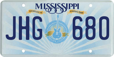 MS license plate JHG680