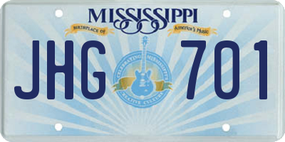 MS license plate JHG701