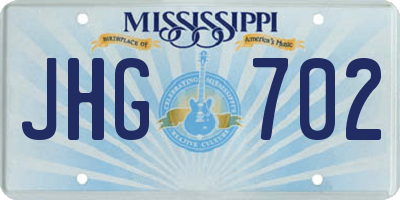 MS license plate JHG702