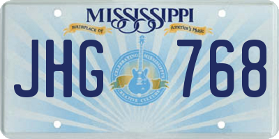 MS license plate JHG768