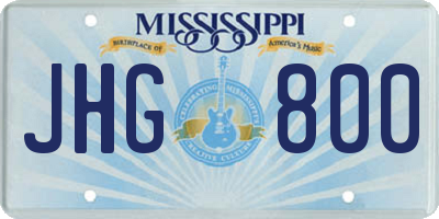 MS license plate JHG800