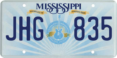 MS license plate JHG835