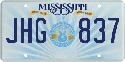 MS license plate JHG837