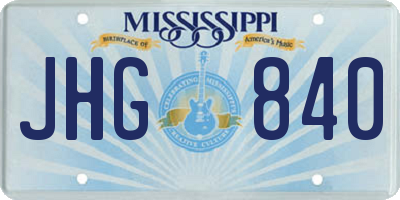 MS license plate JHG840