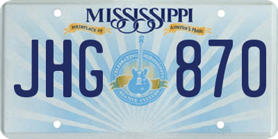 MS license plate JHG870