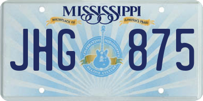 MS license plate JHG875