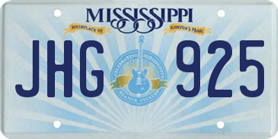 MS license plate JHG925