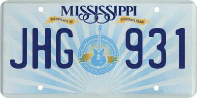 MS license plate JHG931