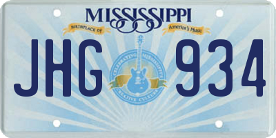 MS license plate JHG934