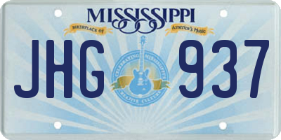 MS license plate JHG937