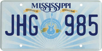 MS license plate JHG985