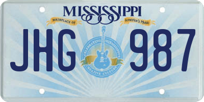 MS license plate JHG987