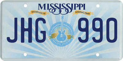 MS license plate JHG990
