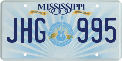 MS license plate JHG995