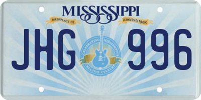 MS license plate JHG996