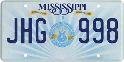 MS license plate JHG998