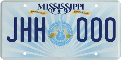 MS license plate JHH000