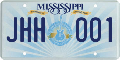 MS license plate JHH001