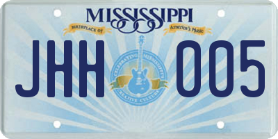 MS license plate JHH005