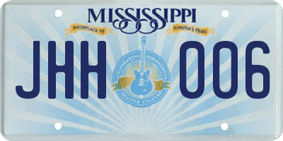 MS license plate JHH006