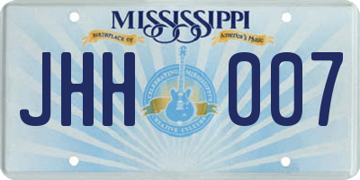 MS license plate JHH007