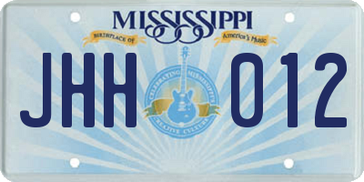 MS license plate JHH012