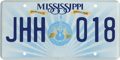 MS license plate JHH018