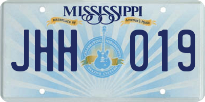 MS license plate JHH019